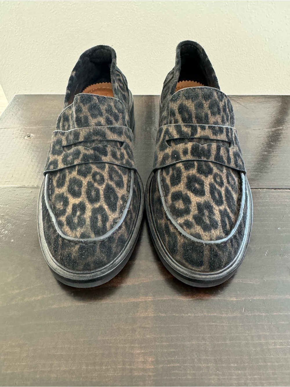 rag & bone New York Women's Leopard Suede Penny Loafers Size 8 or 8.5 - Picture 9 of 11